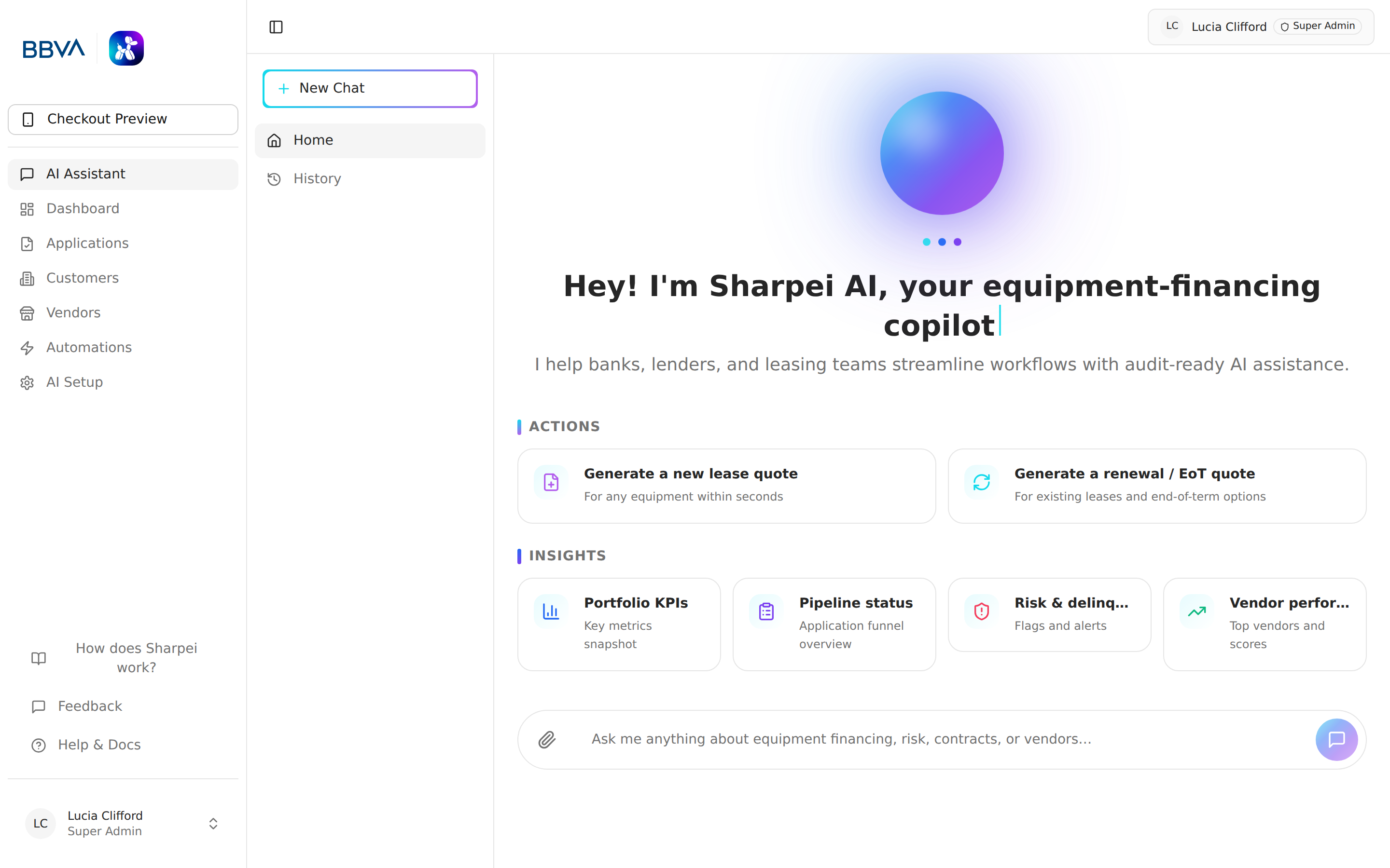 Platform AI assistant for generating lease quotes