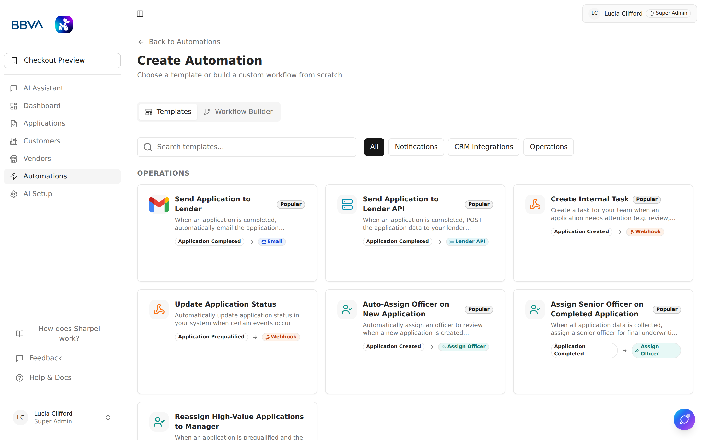 Drag-and-drop workflow builder with templates