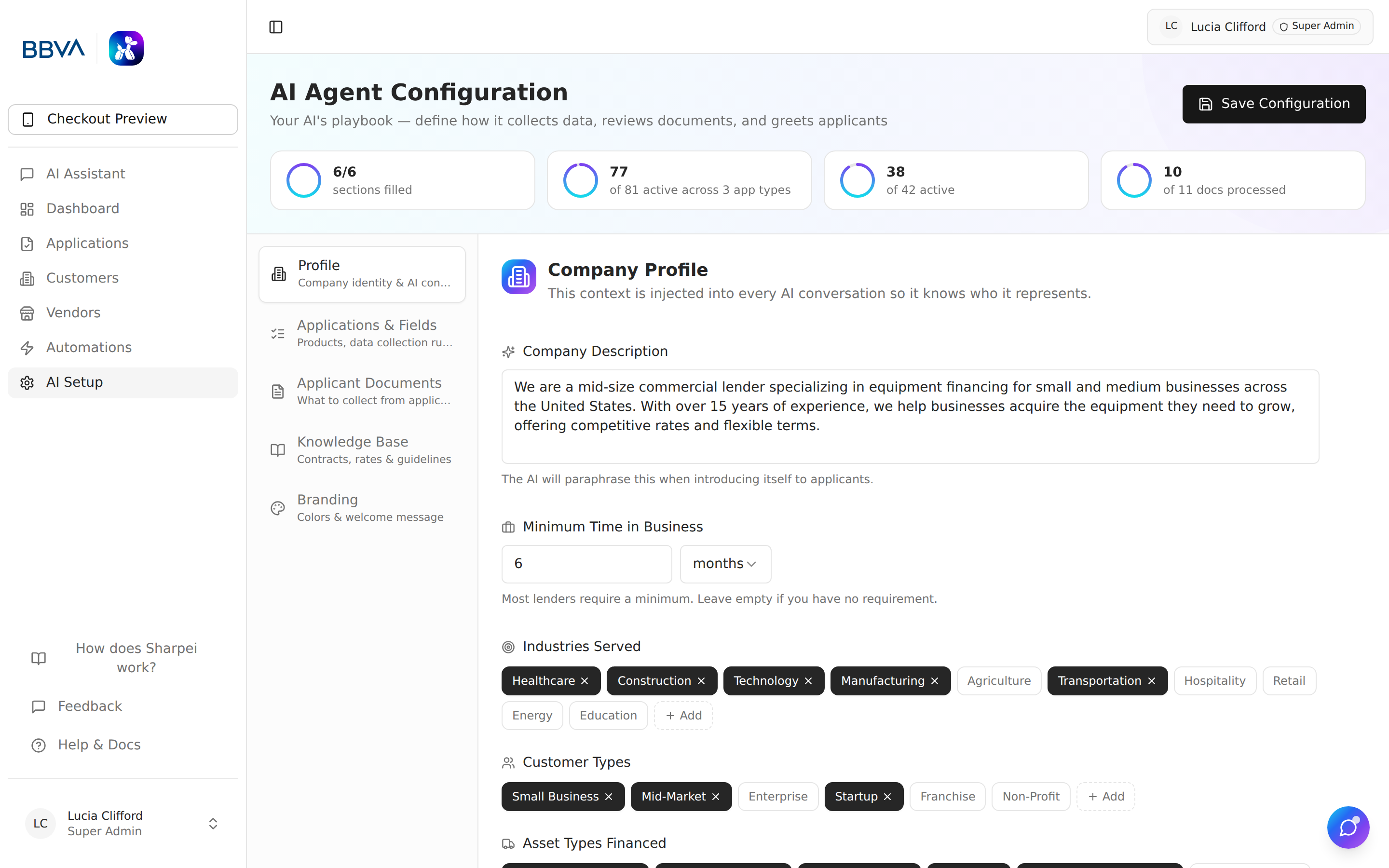 Application type settings and platform configuration
